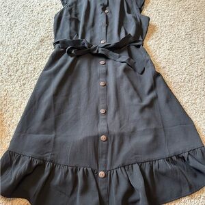 Monteau Black Button-Front Kids Dress